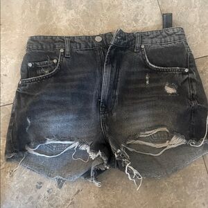 Zara Black Distressed Jean Shorts